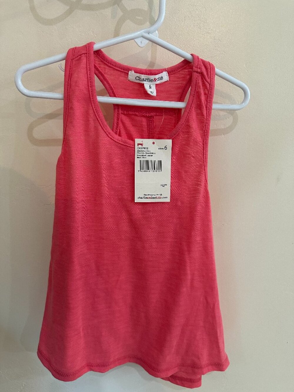 NWT Charlie & Me Pumpkin Patch Girls Oversized Racerback Tank 6 Pink